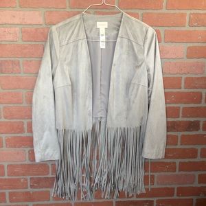 Chico’s Fringe Jacket, Faux Suede.